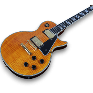 Custom Made Golden Hardware Tiger Maple Top LP Style Trans Lemon Burst Electric Guitar