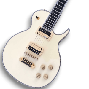 Custom Made Ivory White LP Style Electric Guitar with Custom Headstock Shape