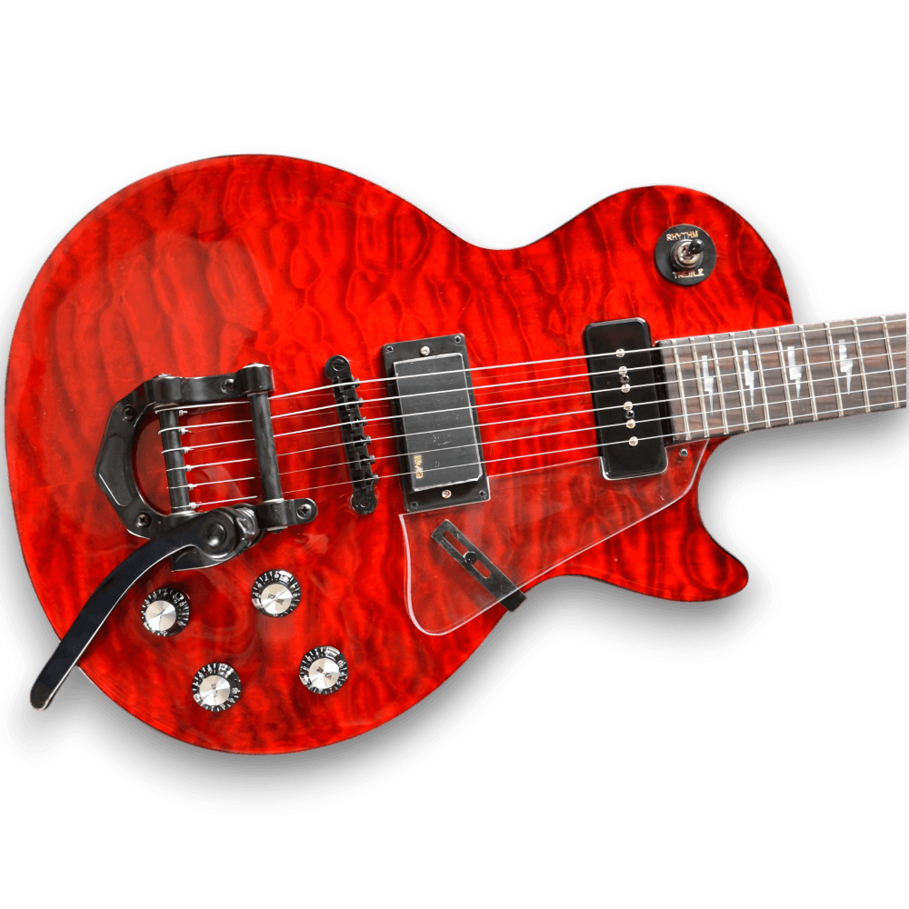 Custom Made Black Hardware LP Style Quilted Maple Top Red Trans Electric Guitar