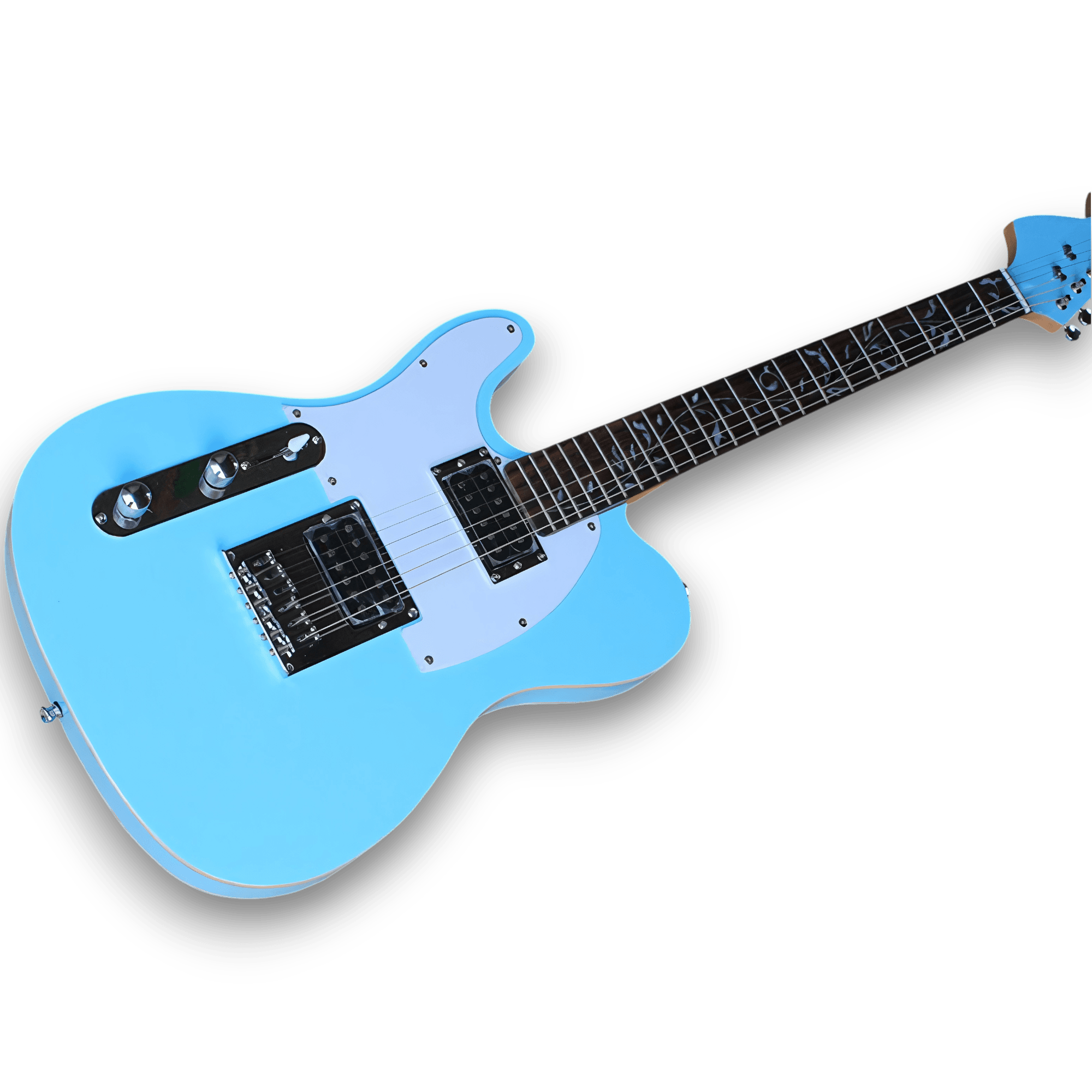 Custom Made Left Handed Tele Style Blue Electric Guitar - Image 2
