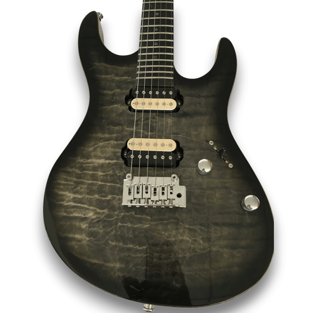 Custom Made Quilted Maple Top Black Burst Electric Guitar