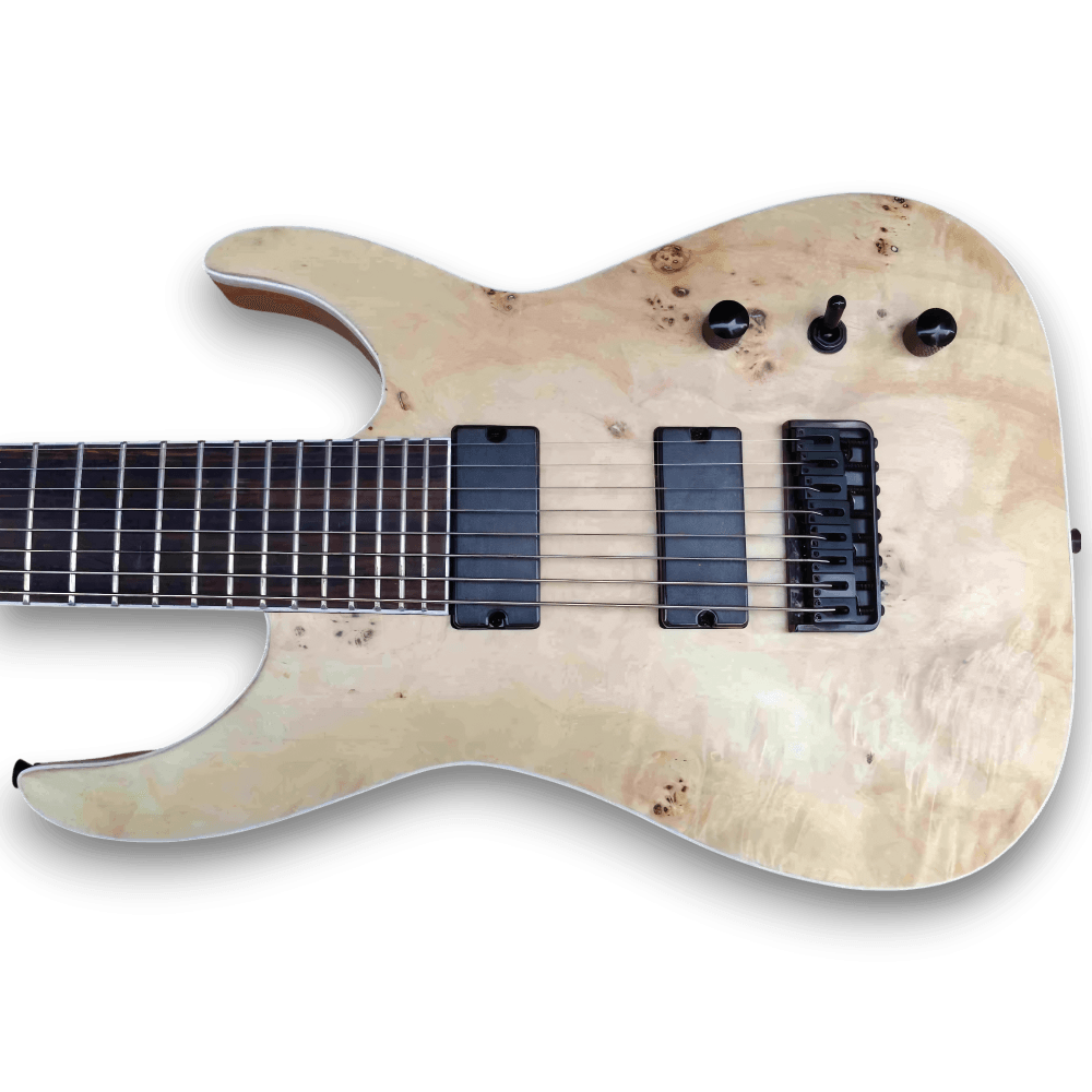 Custom Made 8 Strings Burl Maple Top Natural Wood Electric Guitar