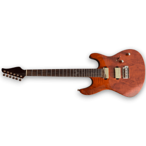 Custom Made Spalted Maple Top Black Orange Electric Guitar - Image 2