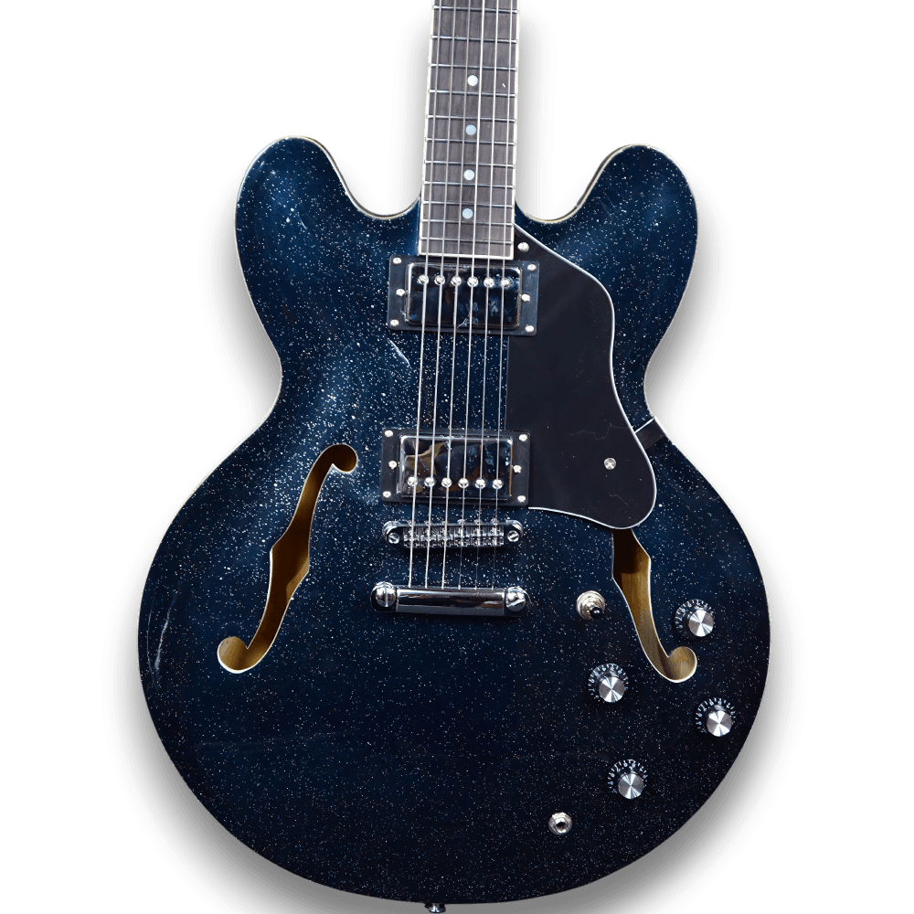 Custom Made 335 F-Holes Brunswick Blue Sparkle Electric Guitar