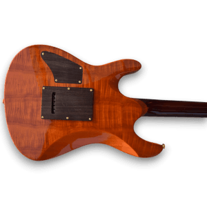 Custom Made Spalted Maple Top Black Orange Electric Guitar - Image 7