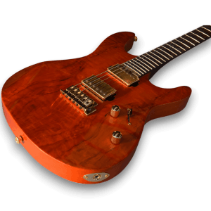 Custom Made Spalted Maple Top Black Orange Electric Guitar - Image 3