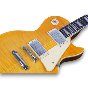 Custom Made Tiger Maple Top LP Style Trans Yellow Electric Guitar - Image 2