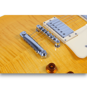 Custom Made Tiger Maple Top LP Style Trans Yellow Electric Guitar - Image 4
