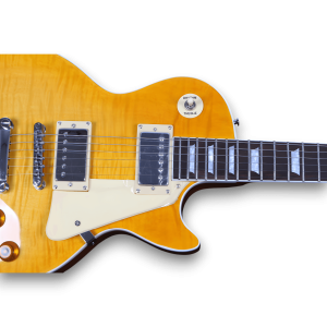 Custom Made Tiger Maple Top LP Style Trans Yellow Electric Guitar - Image 3