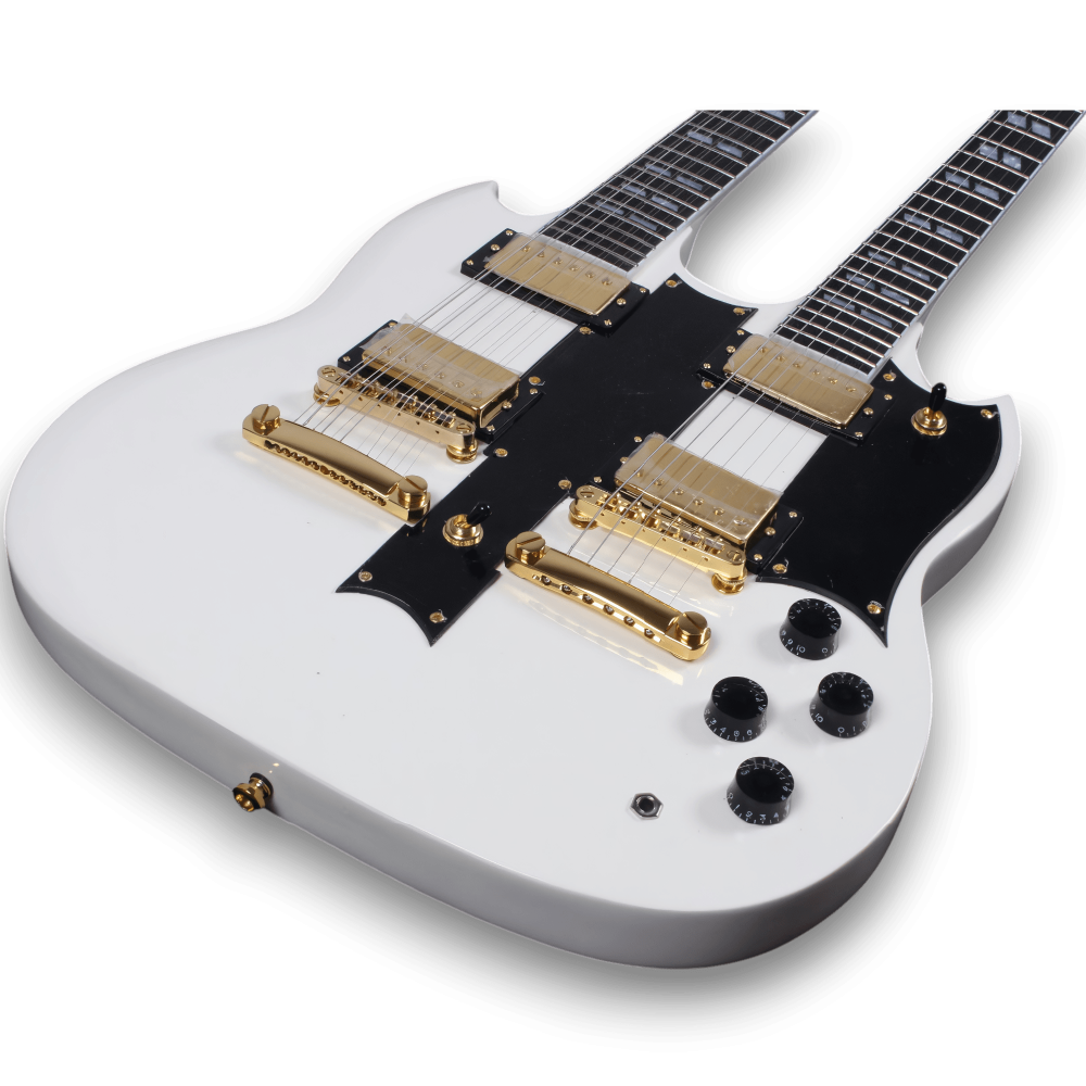Custom Made 1275 White Double Neck Electric Guitar 12 & 6 Strings