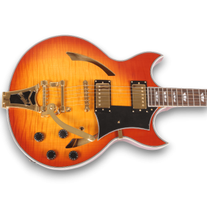 Custom Made Double Cutaway F-Hole Sunburst Electric Guitar
