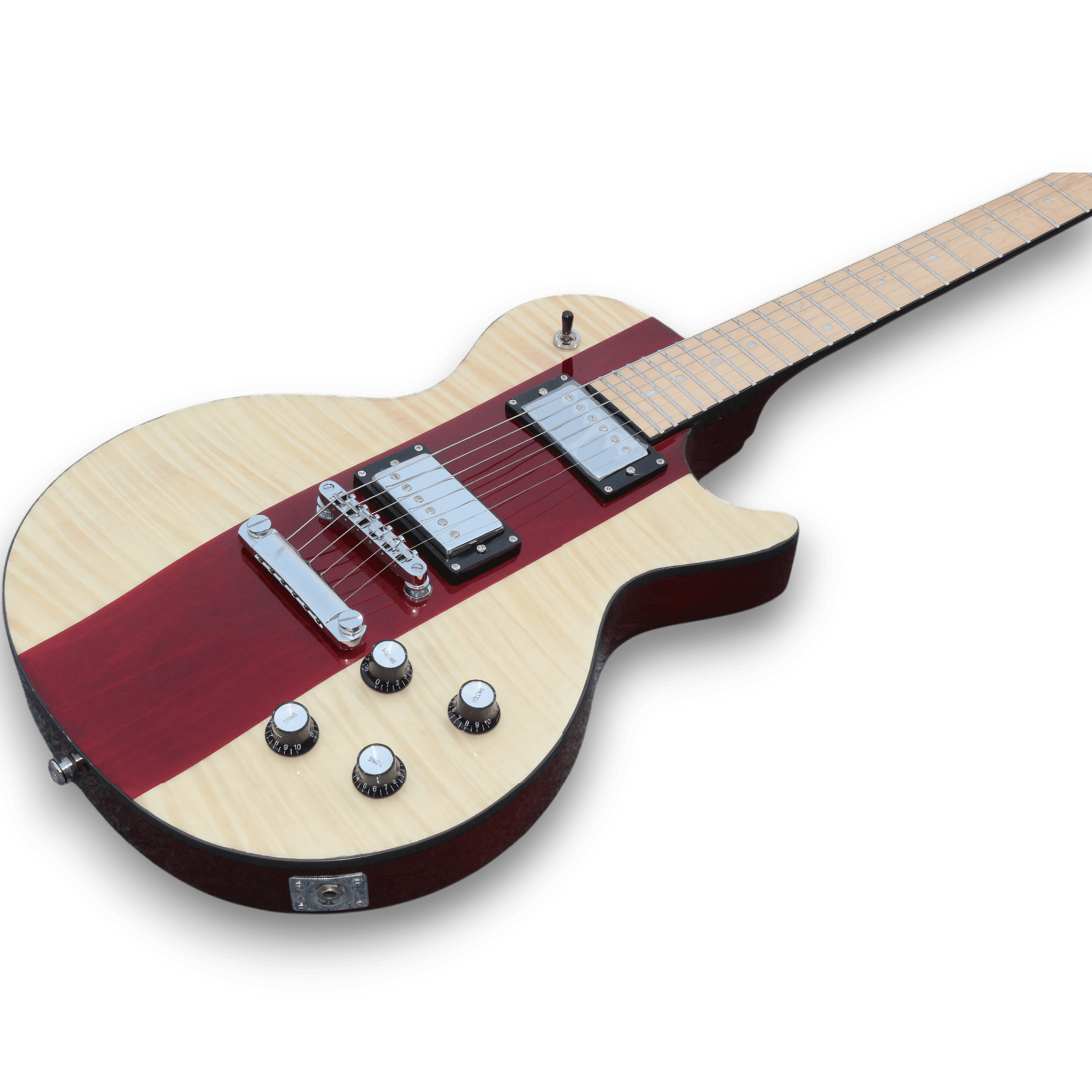 Custom Made LP Style Single Cutaway Maple Topwood with Red Stripe Electric Guitar - Image 2