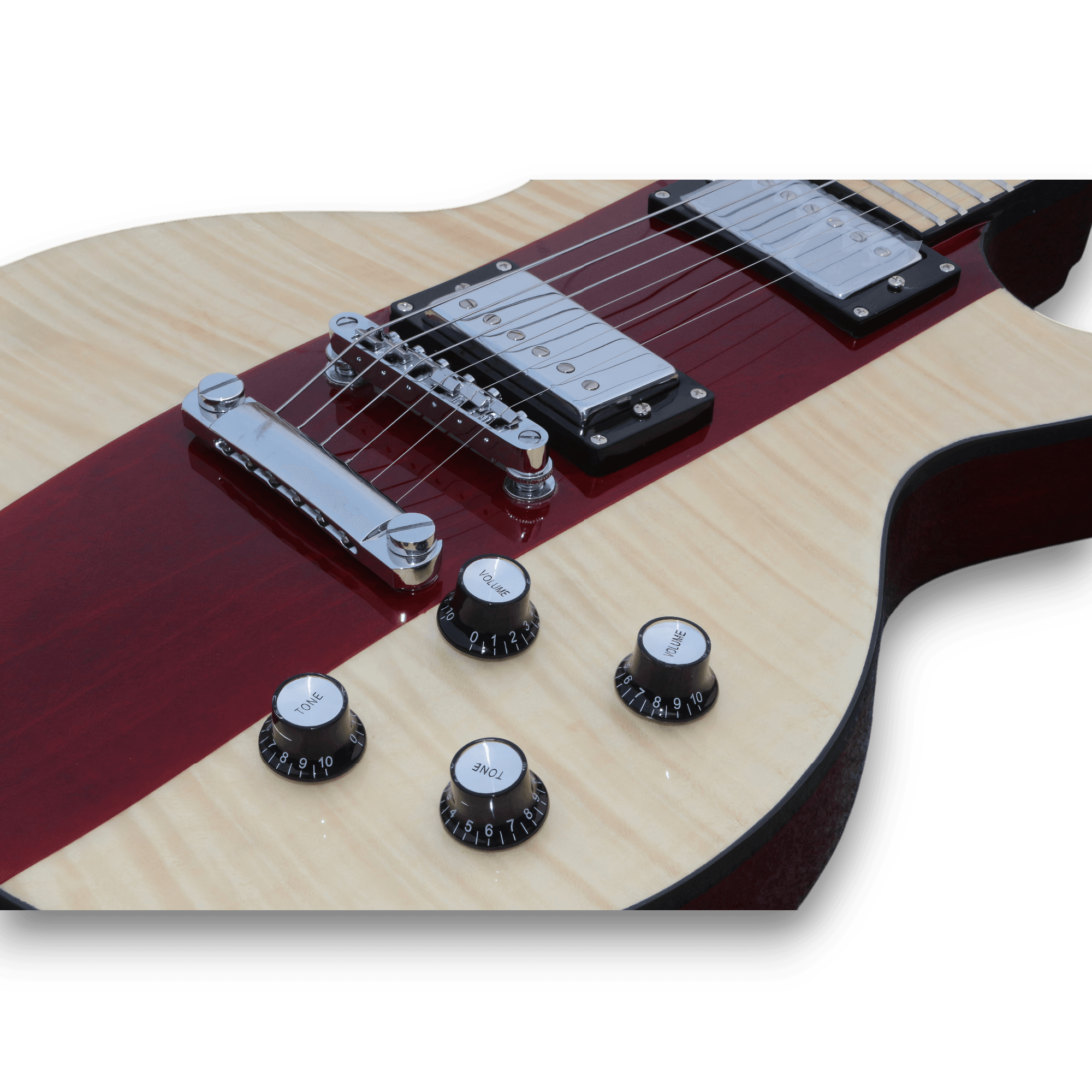 Custom Made LP Style Single Cutaway Maple Topwood with Red Stripe Electric Guitar - Image 3