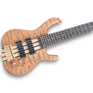 Custom Made 6 String Electric Bass Guitar Bolt on with Quilted Maple Topwood
