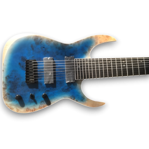 Custom Made 8 String Natural Wood Black Electric Guitar