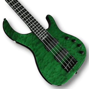 Custom Made Quilted Maple Top Green Quantum Style 5 Strings Electric Bass