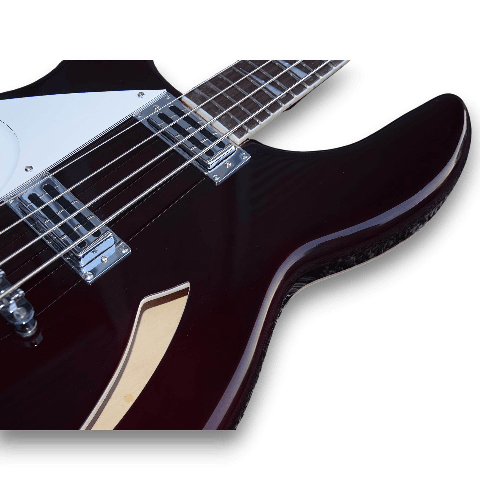 Custom Made Left Handed Dark Purple 4005 Style Semi-Hollow Body 4 Strings Electric Bass - Image 3