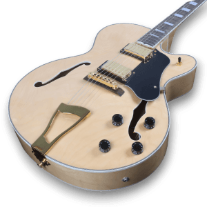 Custom Made Maple Wood Natural Finish L-5 Style Hollowbody Electric Guitar - Image 2