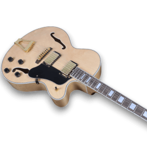 Custom Made Maple Wood Natural Finish L-5 Style Hollowbody Electric Guitar - Image 3