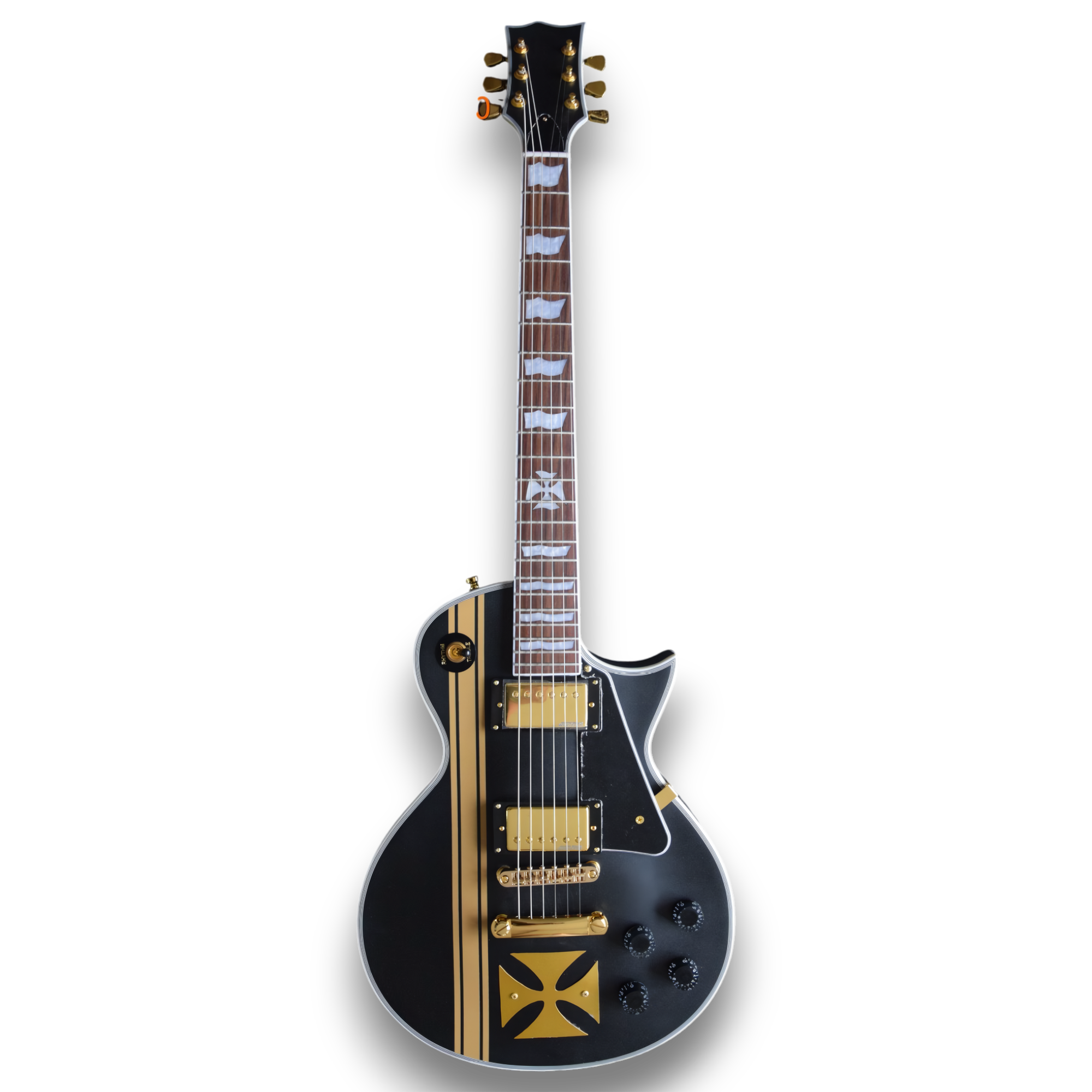 Custom Made Black Iron Cross Guitar LP Hetfield Style Electric Guitar - Image 2