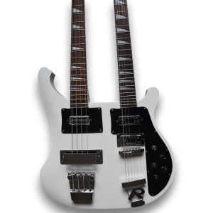 Custom Made White 4080 Style Double Neck 4 Strings Bass & 12 Strings Electric Guitar