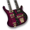 Custom Made Flame Maple Top Purple 4080 Style Double Neck 4 Strings Bass & 6 Strings Electric Guitar