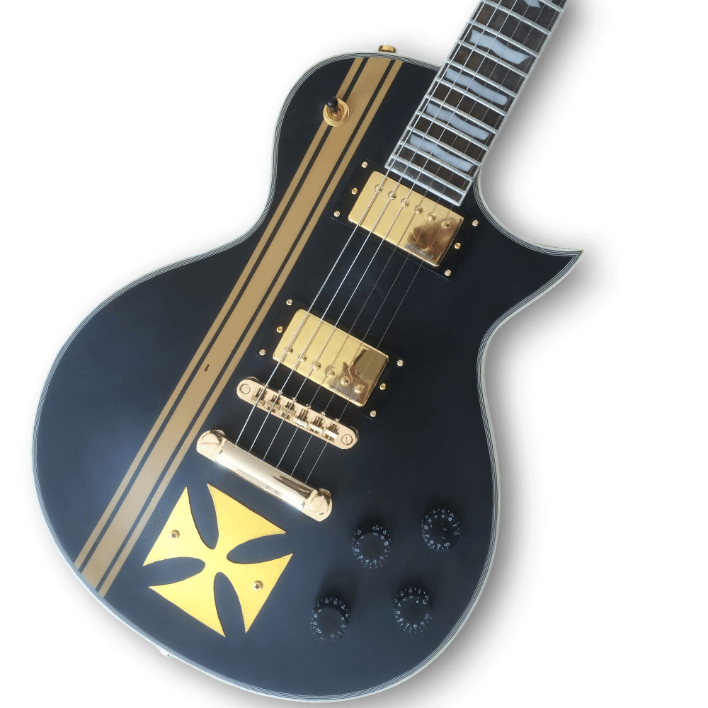 Custom Made Matte Black Guitar Iron Cross Hetfield Electric Guitar
