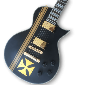 Custom Made Matte Black Guitar Iron Cross Hetfield Electric Guitar