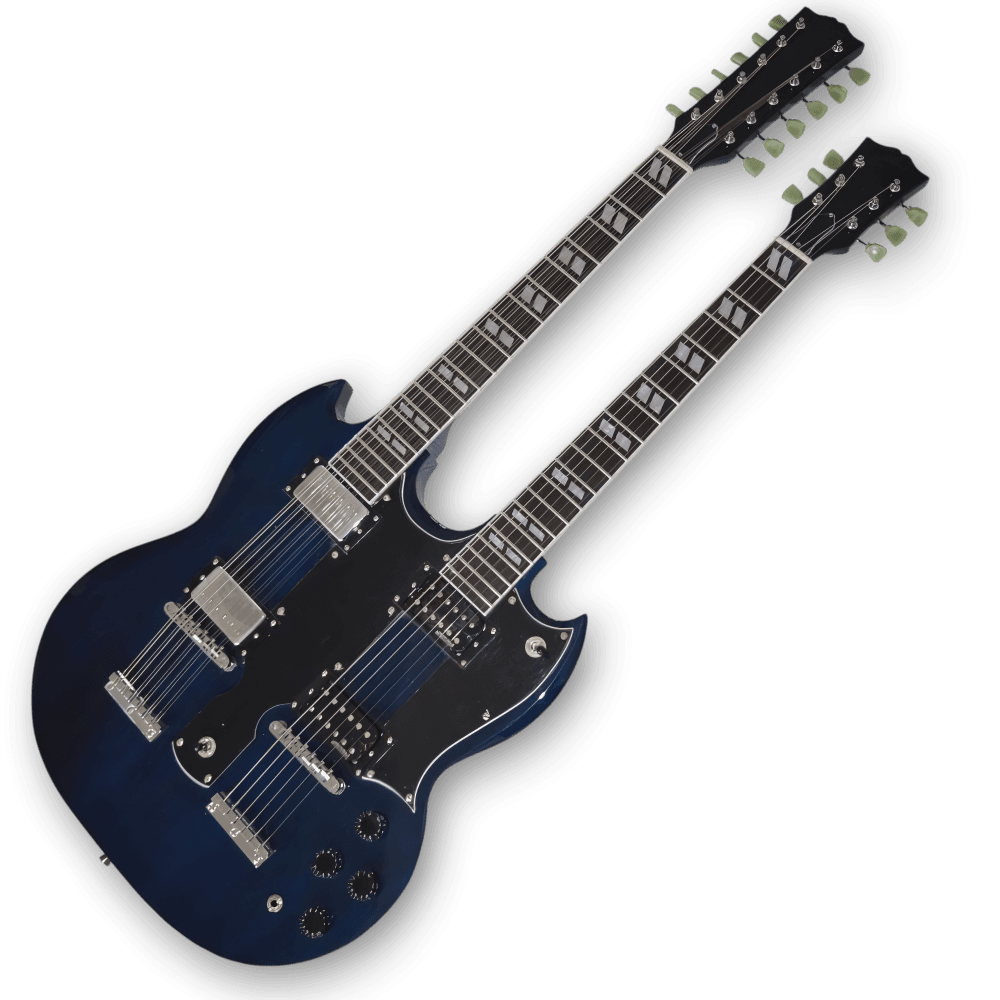 Custom Made Blue SG Style 1275 Double Neck Don Felder Electric Guitar 12 & 6 Strings