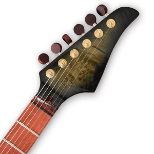 Custom Made Waterfall Burl Maple Carve Top Faded Trans Green Burst Finish Electric Guitar - Image 3