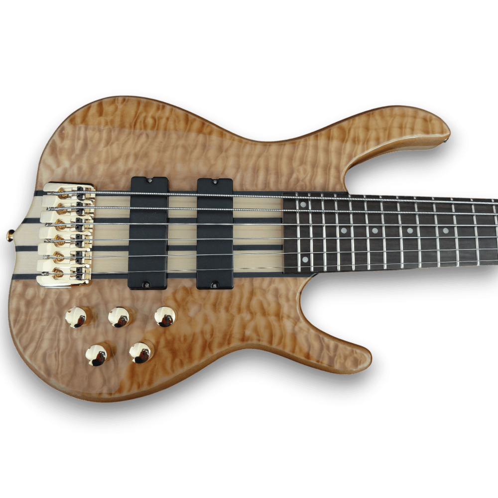 Custom Made 6 String BSR Electric Bass Guitar Quilted Maple Top