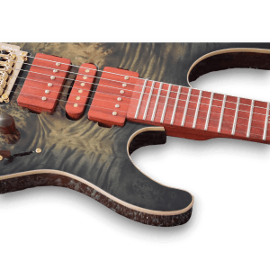 Custom Made Waterfall Burl Maple Carve Top Faded Trans Green Burst Finish Electric Guitar - Image 2