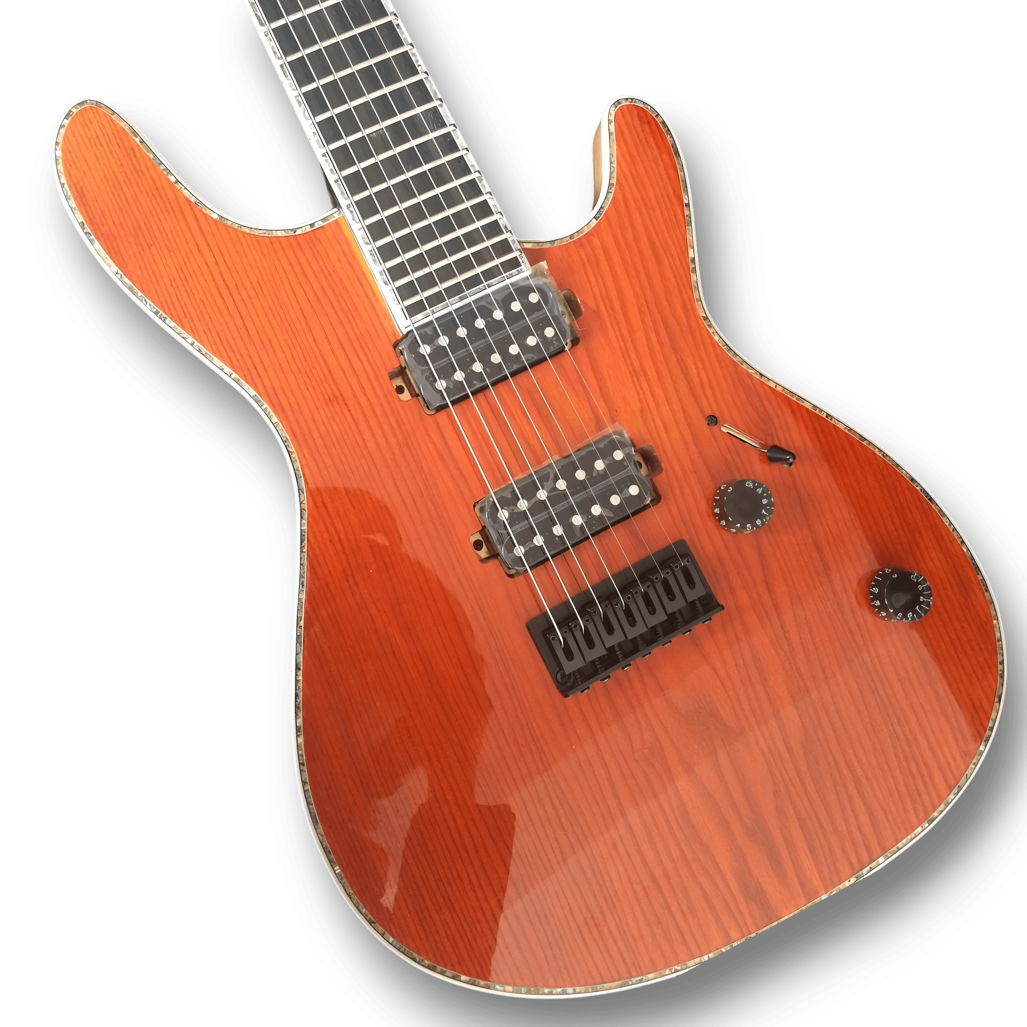 Custom Made Regius 7 Strings Guitar Orange Neck-Through-Body Electric Guitar