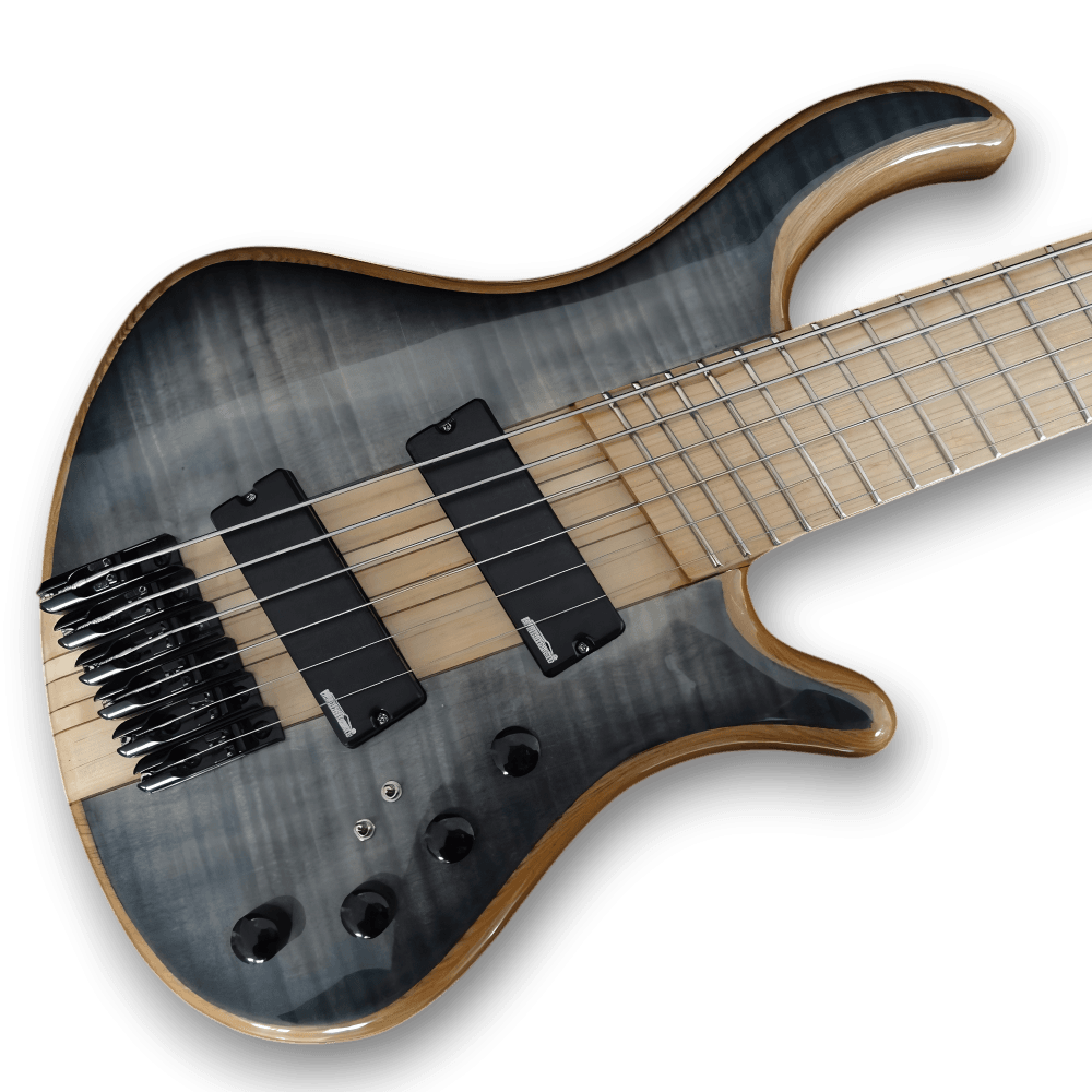 Custom Made Patriot 6 Strings Bass Flame Maple Top Neck-Through-Body Electric Bass