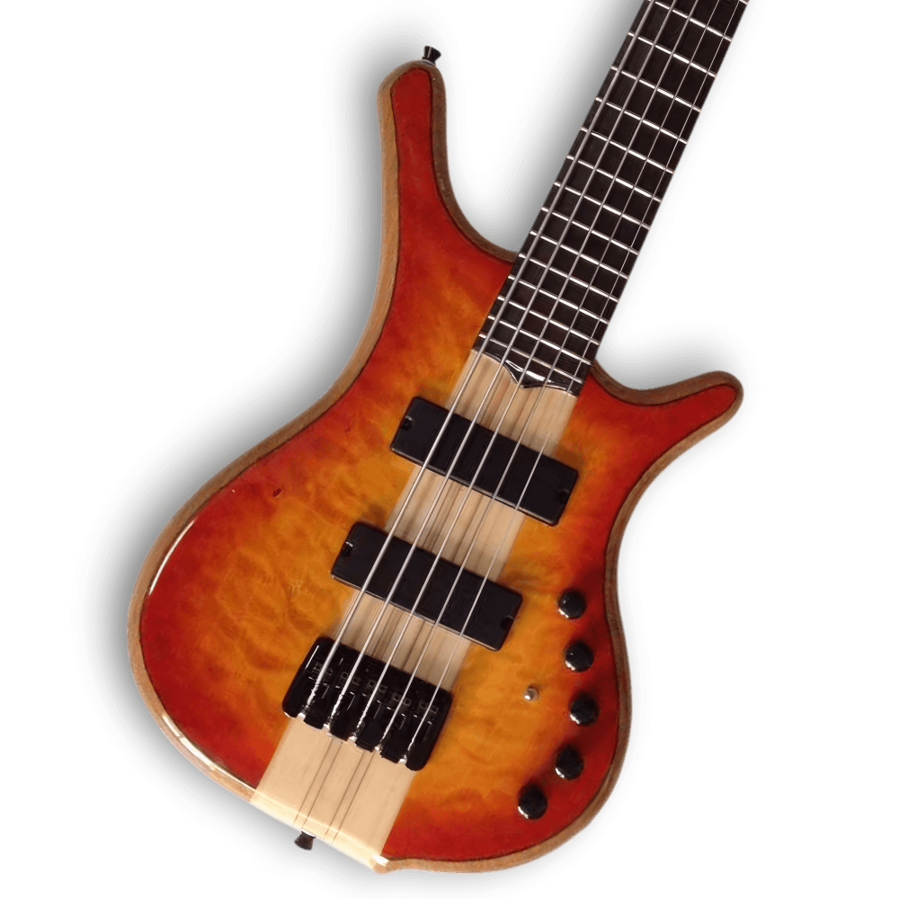 Custom Made Comodous 5 Strings Bass Quilted Maple Top Neck-Through-Body Electric Bass