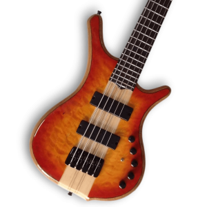 Custom Made Comodous 5 Strings Bass Quilted Maple Top Neck-Through-Body Electric Bass