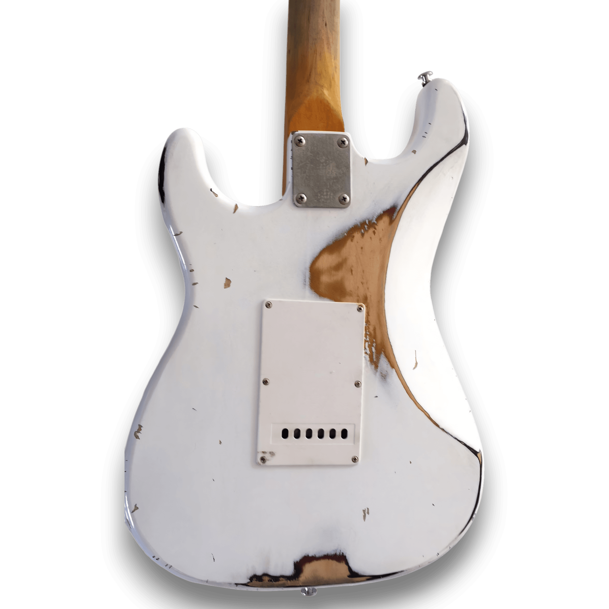 Custom Made Wild West White Heavy Relic Style 2 Tone Sunburst Electric Guitar - Image 4