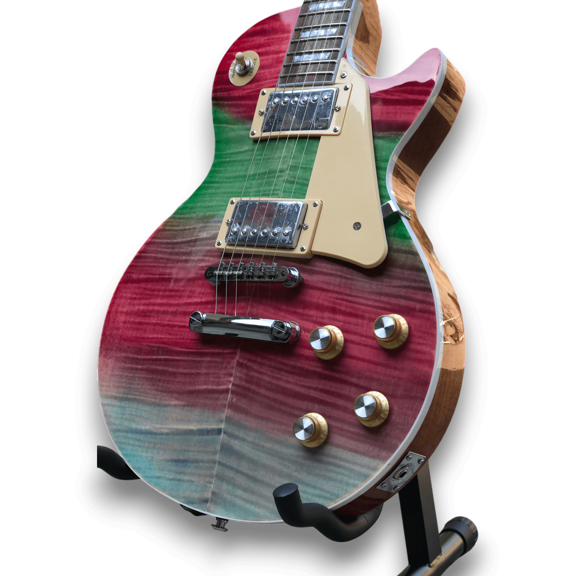 Custom Made Rainbow Color Flame Maple Top LP Style Electric Guitar