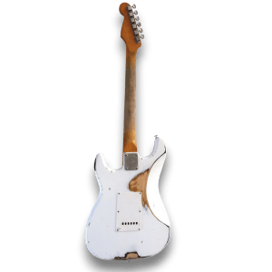 Custom Made Wild West White Heavy Relic Style 2 Tone Sunburst Electric Guitar - Image 3