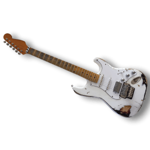 Custom Made Wild West White Heavy Relic Style 2 Tone Sunburst Electric Guitar - Image 2