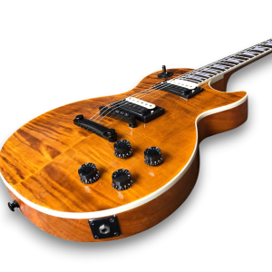 Custom Made Brown Tiger Maple Top LP Style Electric Guitar