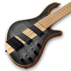 Custom Made 6 Strings Bass Patriot Flame Maple Top Neck-Through-Body Electric Bass