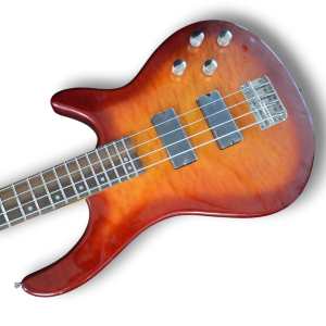 Custom Made Red Quilted Maple Top 4 Strings Electric Bass