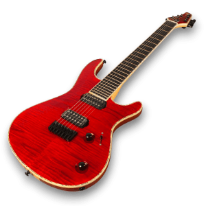 Custom Made Regius 7 Strings Red Flame Maple Top Neck-Through-Body Electric Guitar - Image 2