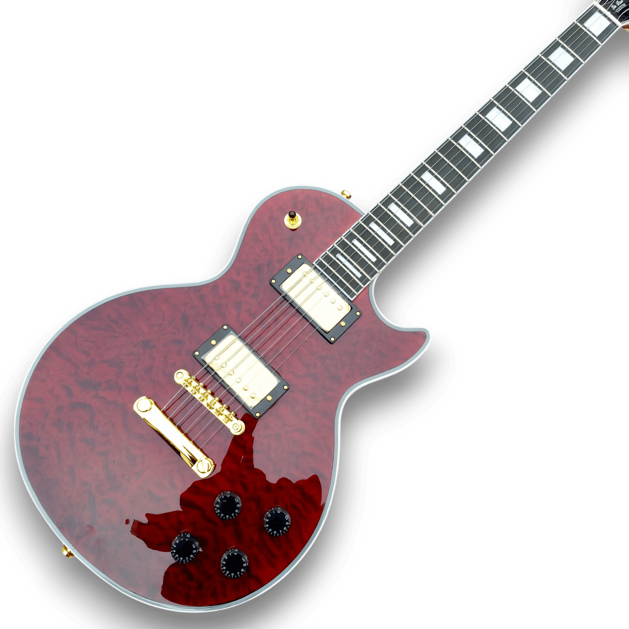 Custom Made Red Wine LP Style Quilted Maple Top Electric Guitar