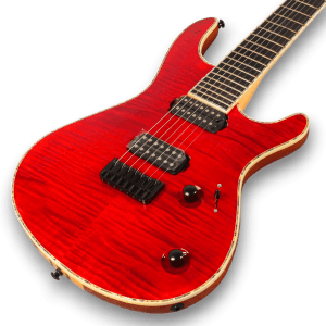Custom Made Regius 7 Strings Red Flame Maple Top Neck-Through-Body Electric Guitar - Image 3