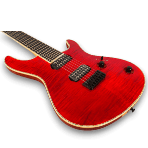 Custom Made Regius 7 Strings Red Flame Maple Top Neck-Through-Body Electric Guitar - Image 4