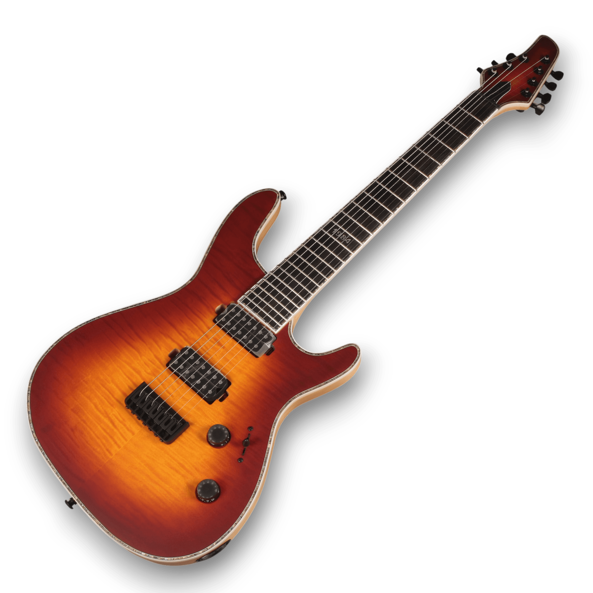 Custom Made Regius 7 Lava Burst Flame Maple Top Neck-Through-Body Electric Guitar - Image 2