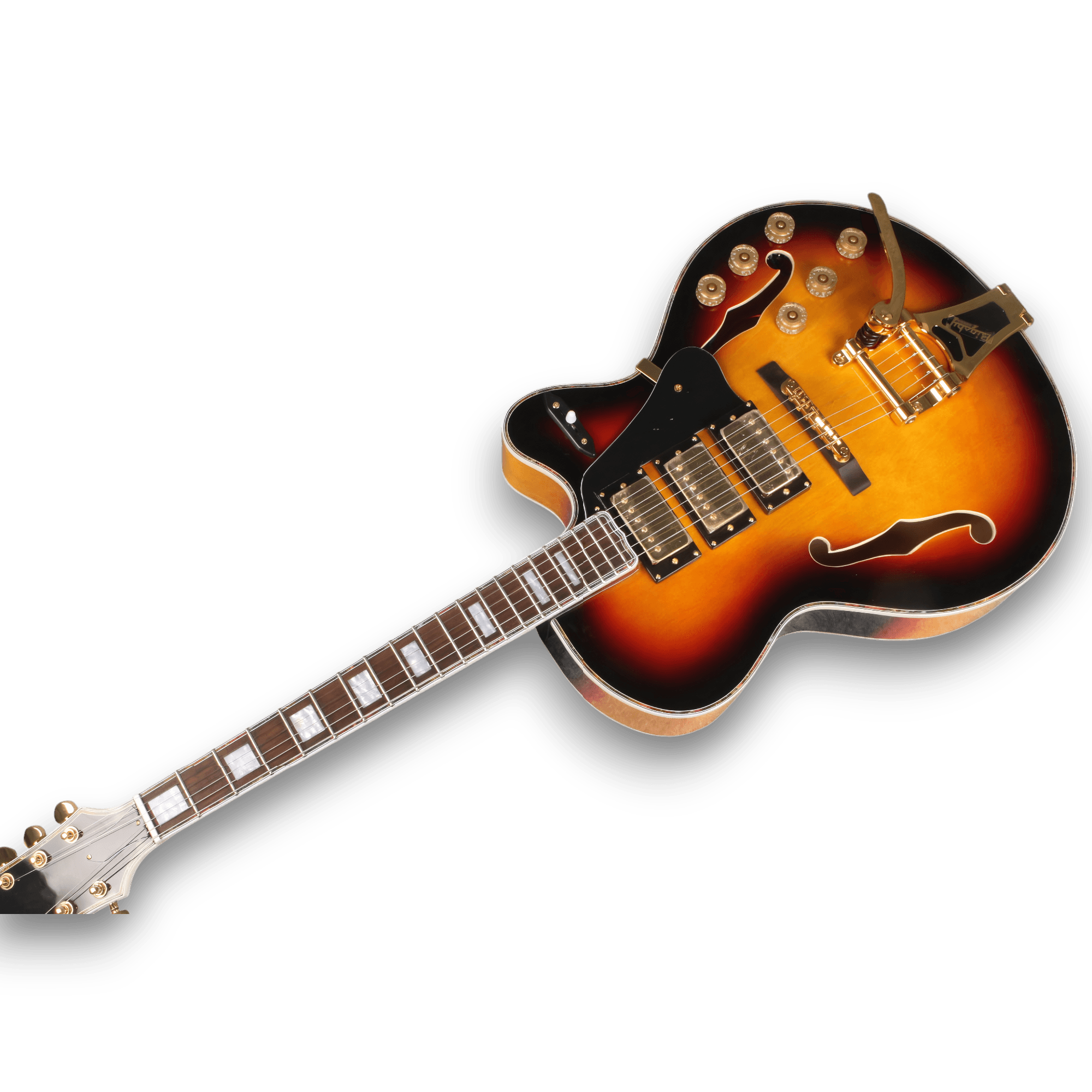 Custom Made Switchmaster Bigsby Tremolo Style ES-5 Tobacco Sunburst Full Hollow Body Electric Guitar - Image 2