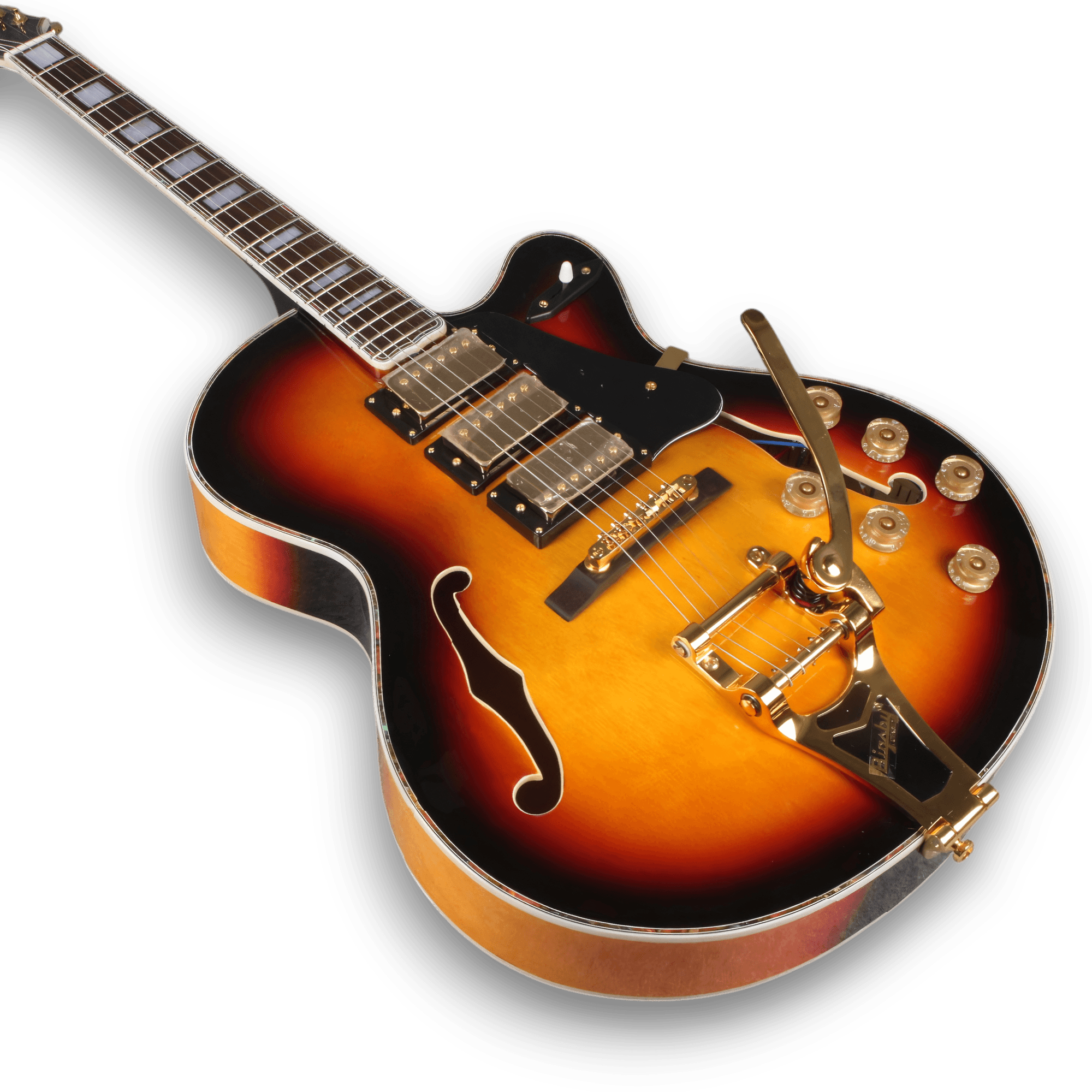 Custom Made Switchmaster Bigsby Tremolo Style ES-5 Tobacco Sunburst Full Hollow Body Electric Guitar